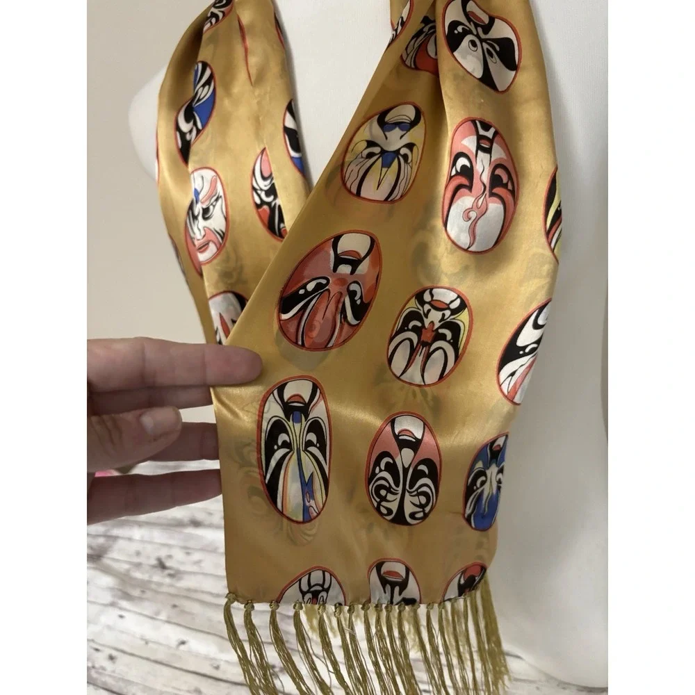 Vintage 100% Silk Print Scarf 11x45